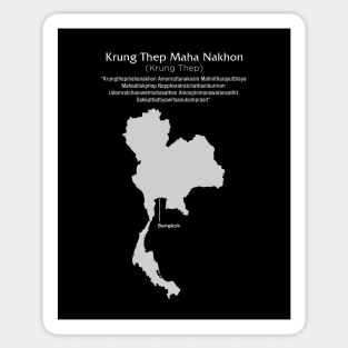 Bangkok Thailand: Longest City Name (ceremonial); "Krung Thep Maha Nakhon" on a Dark Background Sticker